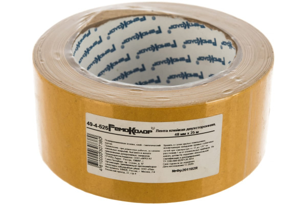 Клейкая двухсторонняя лента РемоКолор основа полипропилен, 48 мм х 25 м, 105 мкм 49-4-525