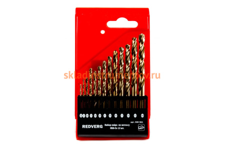 Набор сверл по металлу кобальтовые HSS-Co, 1,5-6,5 мм, 13 шт. REDVERG 6621092