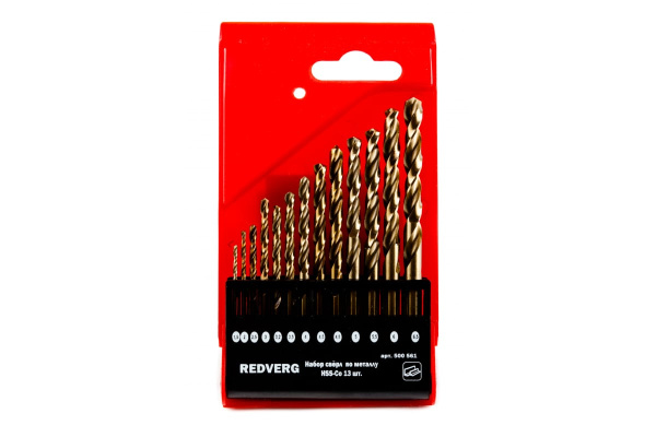 Набор сверл по металлу кобальтовые HSS-Co, 1,5-6,5 мм, 13 шт. REDVERG 6621092