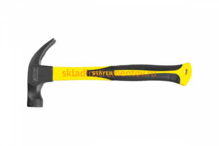 Столярный молоток-гвоздодёр c фибергласовой рукояткой STAYER Hercules-M 450 г 2027-450_z01