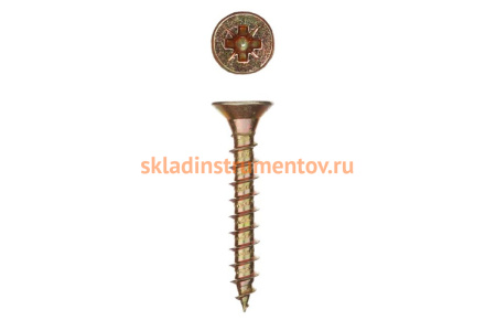 Универсальные шурупы для дерева, ДСП, ДВП Зубр жёлтопассивированные, PZ, 4,5x60мм, ТФ7, 30 штук 4-300397-45-060