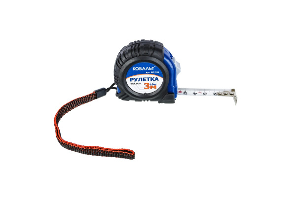 Рулетка (3 м x 16 мм, обрезиненный корпус) КОБАЛЬТ Вектор 247-224