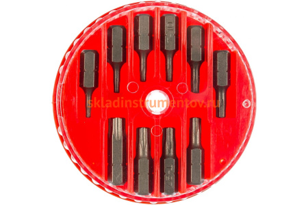 Набор вставок с отверстием, в боксе 1/4 DR торкс T7H-T40H 10шт JTC 5363