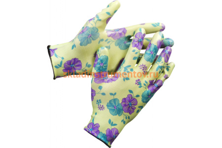 Садовые перчатки с прозрачным нитриловым покрытием Grinda зеленые, р. L-XL 11295-XL