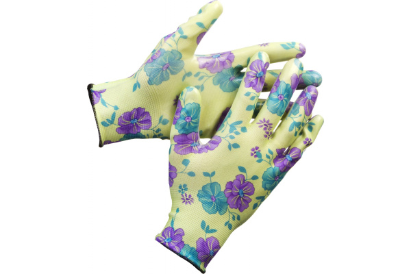 Садовые перчатки с прозрачным нитриловым покрытием Grinda зеленые, р. L-XL 11295-XL