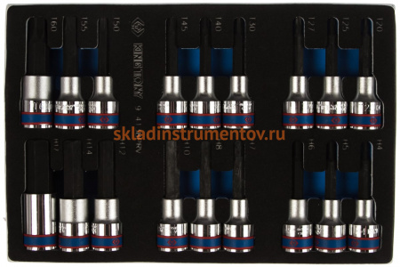 Набор торцевых насадок 1/2", TORX, HEX, L = 80 мм, ложемент, 18 предметов KING TONY 9-4138PRV