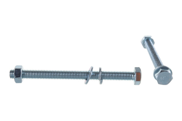 Болт с шестигранной головкой в комплекте с гайкой, шайбой, шайбой пружинной, ЗУБР, МАСТЕР, 303436-08-100