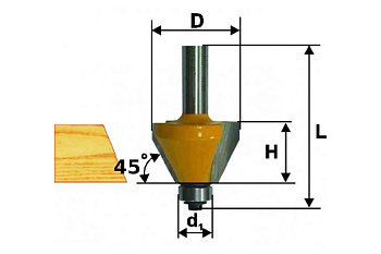 Фреза кромочная конусная (31.8х13 мм; 45°; хвостовик 8 мм) по дереву Энкор 9235