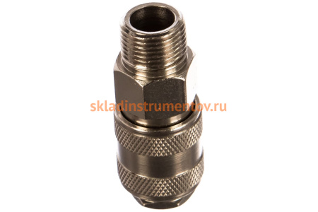 Быстроразъем пневматический с клапаном - наружная резьба 3/8" ЭВРИКА ER-SE1-3SM