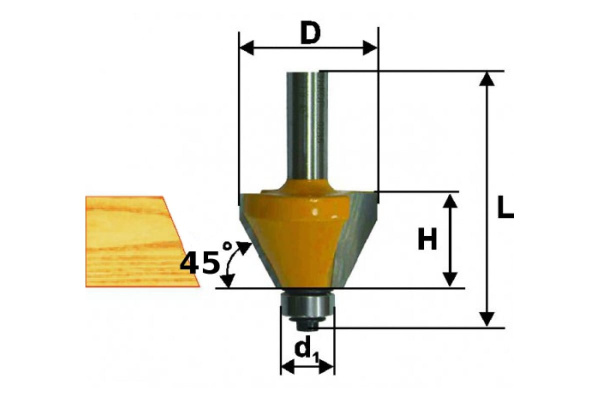 Фреза кромочная конусная (50.8х22.2 мм; 45°; хвостовик 12 мм) по дереву Энкор 9239 Фреза кромочная конусная (50.8х22.2 мм; 45°; хвостовик 12 мм) по дереву Энкор 9239