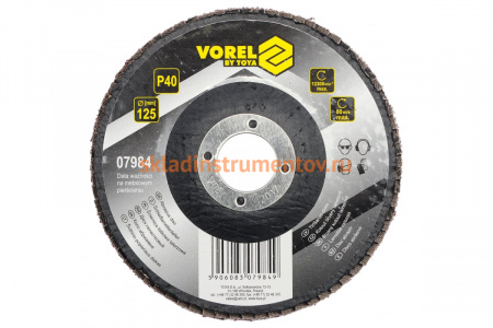 Круг шлифовальный абразивный лепестковый (125х22 мм; Р40) VOREL 7984