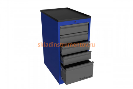 Инструментальная тумба Верстакофф PROFFI RAL5005 5 выдвижных ящиков RAL7024 106585