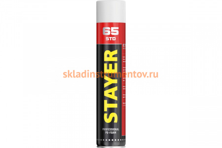 Монтажная пена STAYER STD 65 750мл с увеличенным выходом, адаптерная, всесезонная 41134
