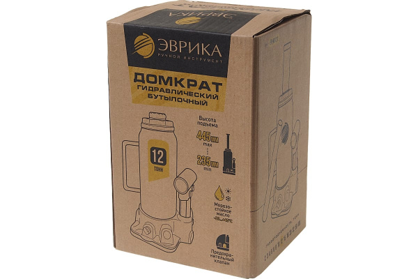 Гидравлический бутылочный домкрат с клапаном ЭВРИКА 12 т, ремкомплект ER-80121