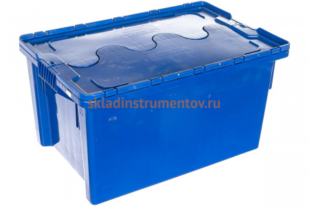 Ящик с крышкой п/э 600х400х300 сплошной, синий Тара.ру 18482
