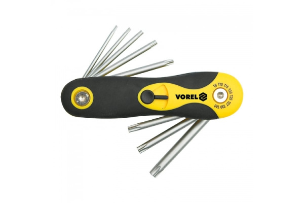 Набор торцовых ключей VOREL  CrV 8 предметов TORX Т9-Т40 56507