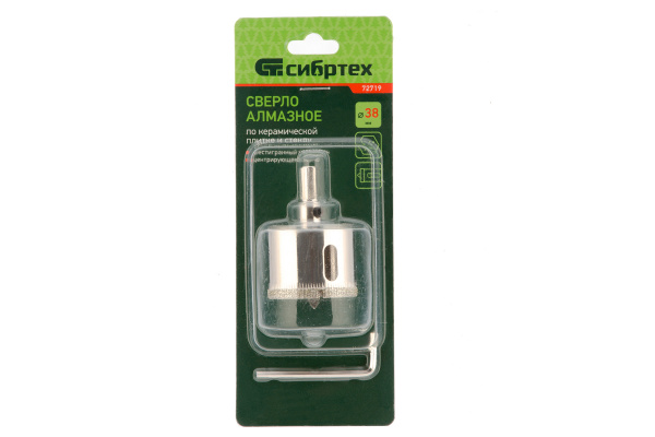 Сверло по керамической плитке и стеклу 38х55 мм СИБРТЕХ 72719