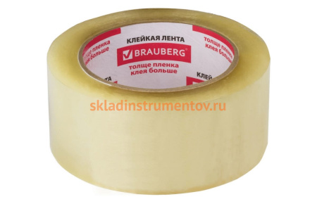 Клейкая лента BRAUBERG 48 мм х 100 м, упаковочная, прозрачная, 45 мкм, 221109