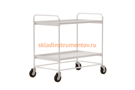 Сервисная двух ярусная тележка из нержавеющей стали RUSKLAD СТ НЖ 2 (600х900) d125мм болтовые Сервисная двух ярусная тележка из нержавеющей стали RUSKLAD СТ НЖ 2 (600х900) d125мм болтовые