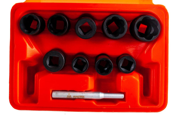 Набор торцевых головок для поврежденных гаек и болтов 10-19мм, кейс, 10шт МАСТАК 109-30010C