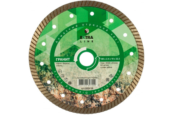 Круг алмазный отрезной Turbo Гранит Extra Line (180х22.2 мм; 2.4х10 мм) Diam 000638