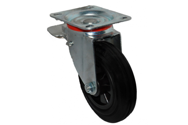 Колесо для мусорных контейнеров поворотное усиленное с тормозом SCВ80 200 мм MFK-TORG 4003200-KU