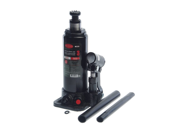 Гидравлический бутылочный домкрат с клапаном ROCKFORCE 3т выс.подъема 194-372мм RF-T90304S