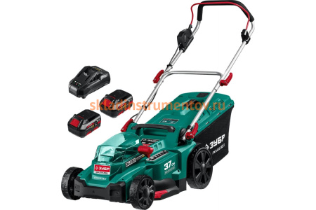 Бесщеточная газонокосилка ЗУБР 36 В, 4 А*ч, 2 АКБ и ЗУ ГКЛ-3736-42