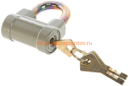 Навесной замок КУРС цилиндрический, корпус из алюминиевого сплава, стальная дужка, 60 мм 67021