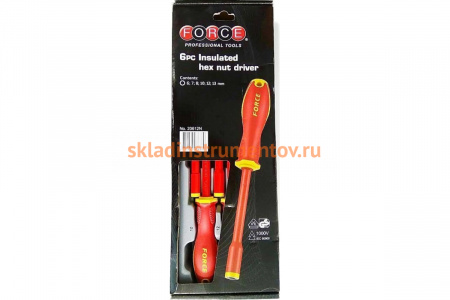 Набор диэлектрических 6-ти гранных отвёрток-головок FORCE 20612N
