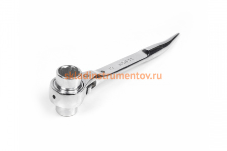 Хромированный торцевой трещоточный укороченный ключ HORTZ 17х19 HOR 121327