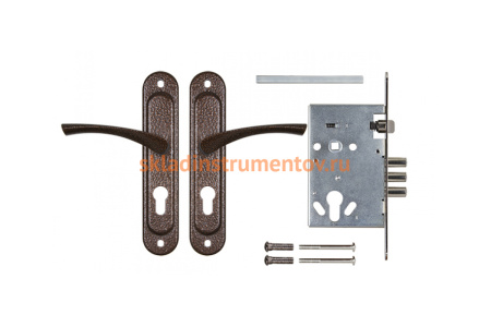 Корпус врезного замка с ручками на планке AJAX KIT А7-5555/3 W/B MOS 41567