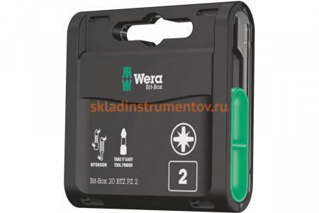 Бита Pozidriv Bit-Box 20 BTZ PZ (20 шт; 25 мм; PZ2) WERA WE-057761