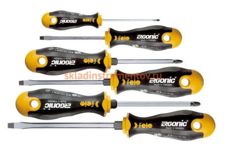 Набор отверток Felo Ergonic SL/PZ с шестигранным лезвием, 6 шт 41096248