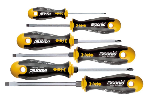 Набор отверток Felo Ergonic SL/PZ с шестигранным лезвием, 6 шт 41096248