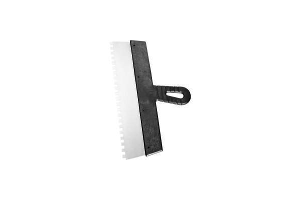 Шпатель из нержавеющей стали, 350 мм зуб 10х10 мм пластмассовая ручка СИБРТЕХ 85507