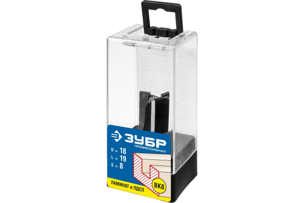 Фреза пазовая прямая для ламината ПРОФЕССИОНАЛ (18х19х50 мм; хвостовик 8 мм) Зубр 28780-18-19