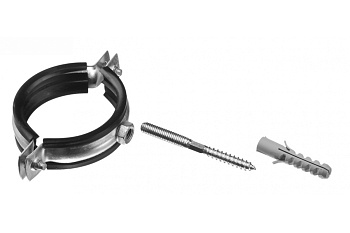 Трубный хомут "МАСТЕР" Зубр оцинкованный в комплекте с сантехнической шпилькой и дюбелем, 1 1/2", 1 шт 37866-47-51