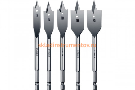 Набор сверл перовых по дереву Flat (5 шт; 12-16-18-20-25 мм) STAYER 2950-H5