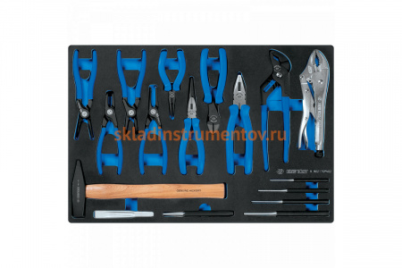 Набор съемников стопорных колец, молоток, выколотки, ложемент, 17 предметов KING TONY, 9-90217GRV02