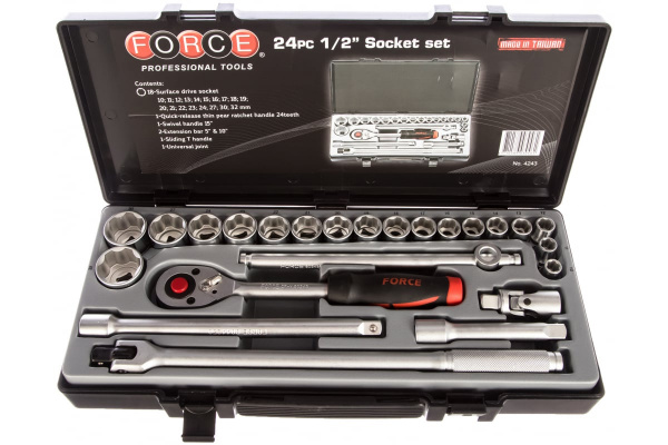 Набор головок FORCE 1/2 24 предмета 10-32mm SL 4243