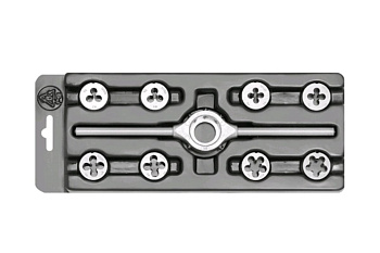 Резьбонарезной набор Bucovice Tools MINI-1, 9 предметов, плашки M3-M12, на блистере 330129