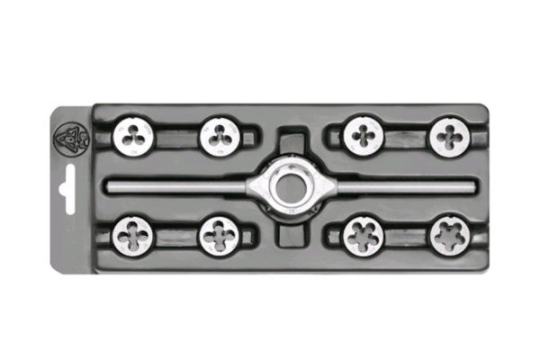 Резьбонарезной набор Bucovice Tools MINI-1, 9 предметов, плашки M3-M12, на блистере 330129
